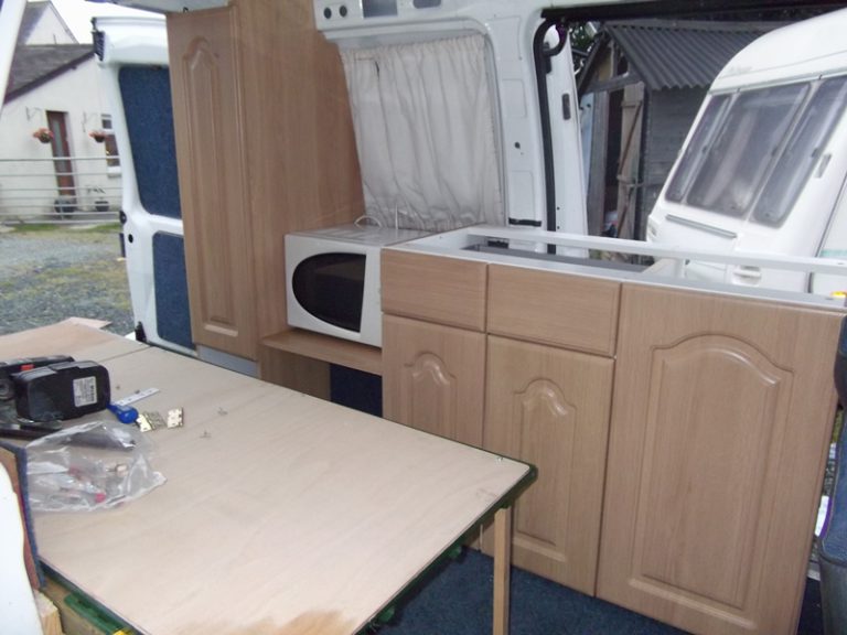 Cupboards being fitted